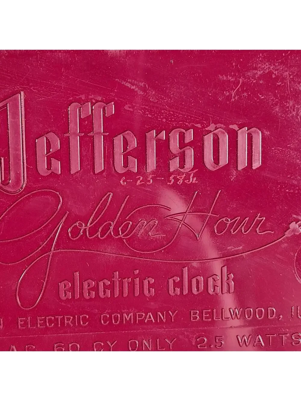 Vintage Jefferson Golden Hour Mystery Clock 580-101 Weight Glass Motor